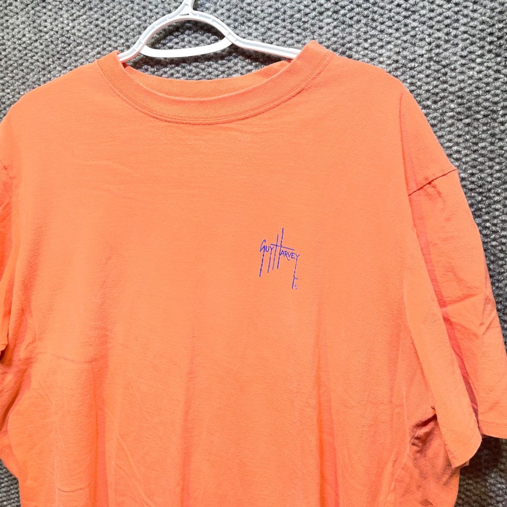 Guy Harvey Mens LG Orange Marlin Mahi Mahi Fishing Graphic T-Shirt Short Sleeve